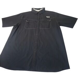 Columbia PFG Fishing Shirt Mens 2XT Black Short Sleeve Button Down Vent Mesh